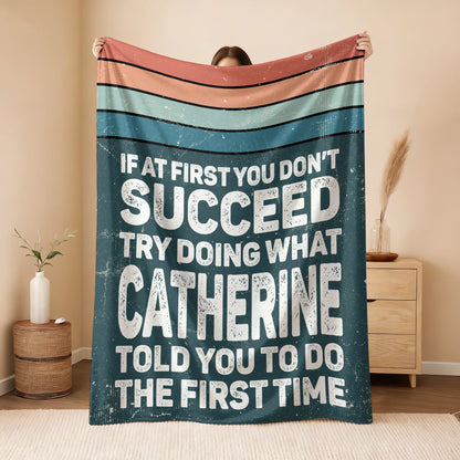If At First You Don’t Succeed Retro Green Fleece Blanket CATHERINE 13K1 BK29