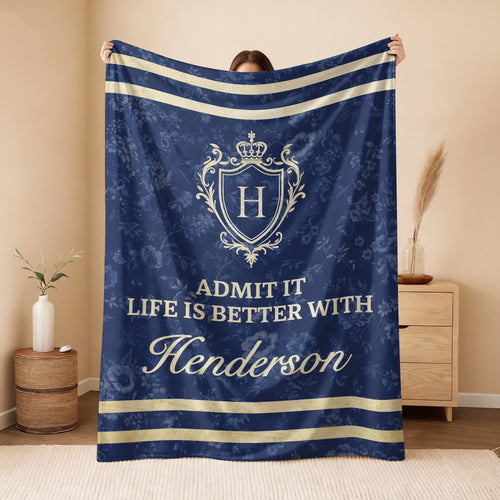 Admit It Life Is Better With Your Name Floral Blue Fleece Blanket HENDERSON 13K1 BK36