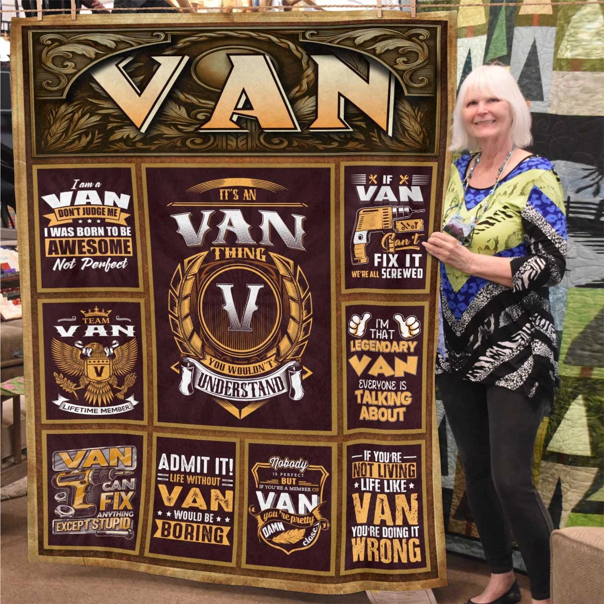 VAN Personalized Blanket | Custom Name Cozy Throw Gift 13K1-BK4