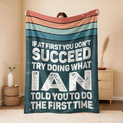 If At First You Don’t Succeed Retro Green Fleece Blanket IAN 13K1 BK29