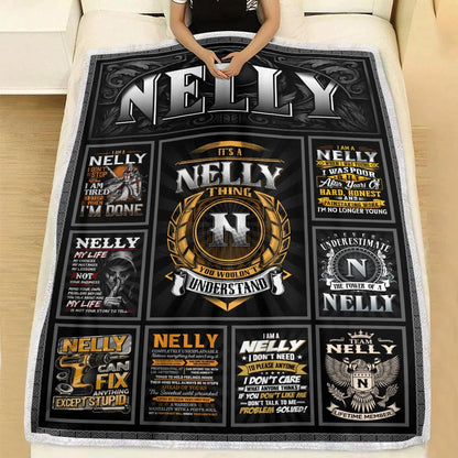NELLY Personalized Blanket | Custom Name Cozy Throw Gift 13K4-BK2