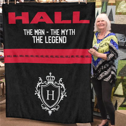 The Man The Myth The Legend Black Red Fleece Blanket HALL 13K1 BK14