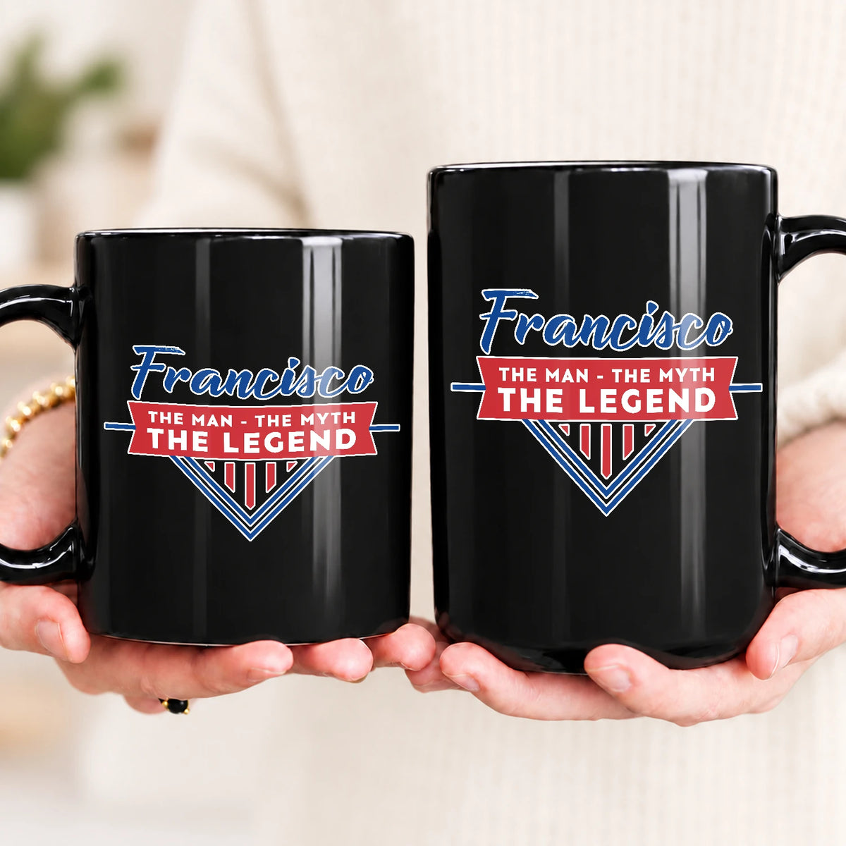 The Man The Myth The Legend Red And Blue Logo Mug FRANCISCO 13K1 MG34