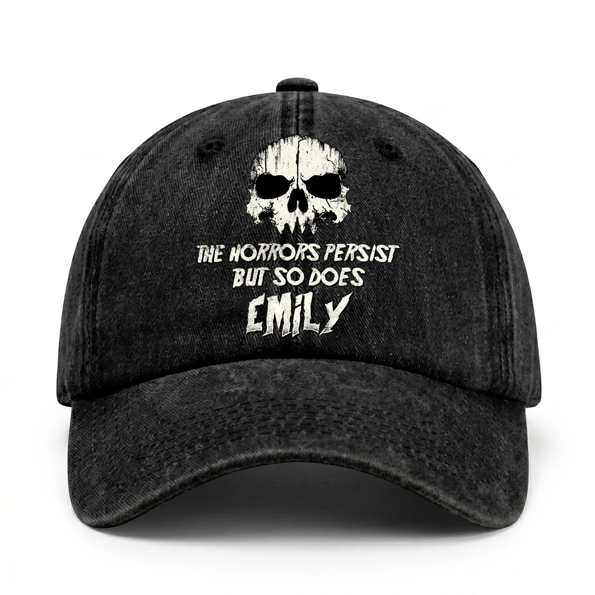 The Horrors Persist But So Does Your Name Cool Skull Washed Cap EMILY 13K1 C134PF