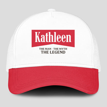 The Man The Myth The Legend Red And White Mesh Cap KATHLEEN 13K1 C197PF