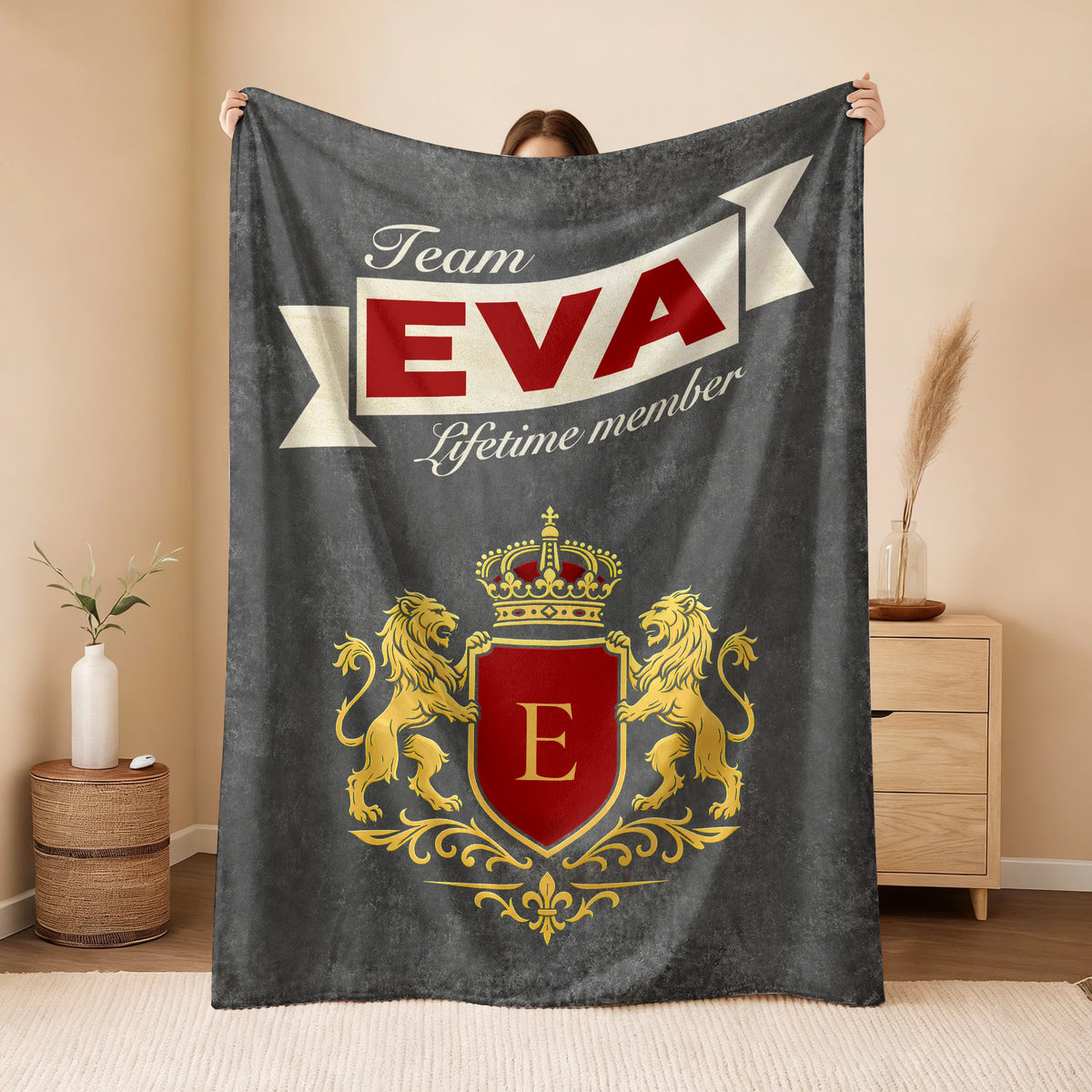 Team Your Name Lifetime Member Charcoal Blanket EVA 13K1 BK20