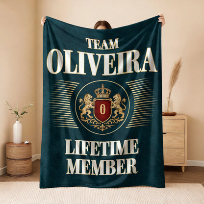Team Your Name Lifetime Member Sage Green Fleece Blanket OLIVEIRA 13K1 BK42