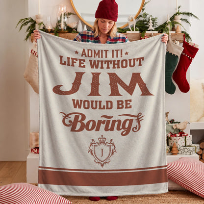 Life Without Your Name Would Be Boring Cream Terracotta Blanket JIM 13K1 BK24