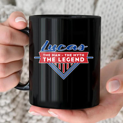 The Man The Myth The Legend Red And Blue Logo Mug LUCAS 13K1 MG34