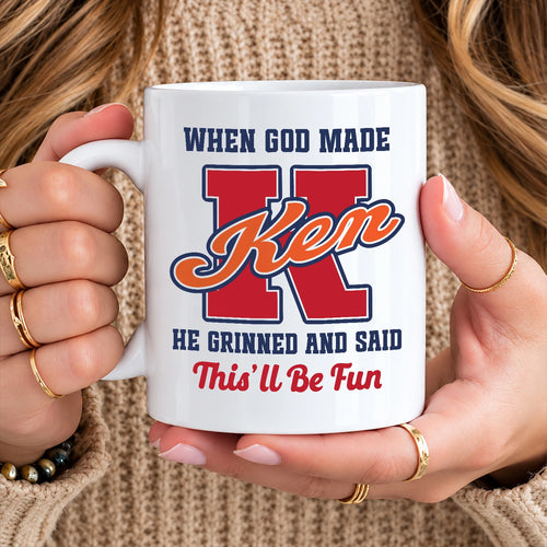 When God Made Your Name Personalized Baseball Mug KEN 13K1 MG07