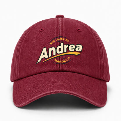 Keep Calm & Let Your Name Handle It Burgundy Washed Cap ANDREA 13K1 C105PF