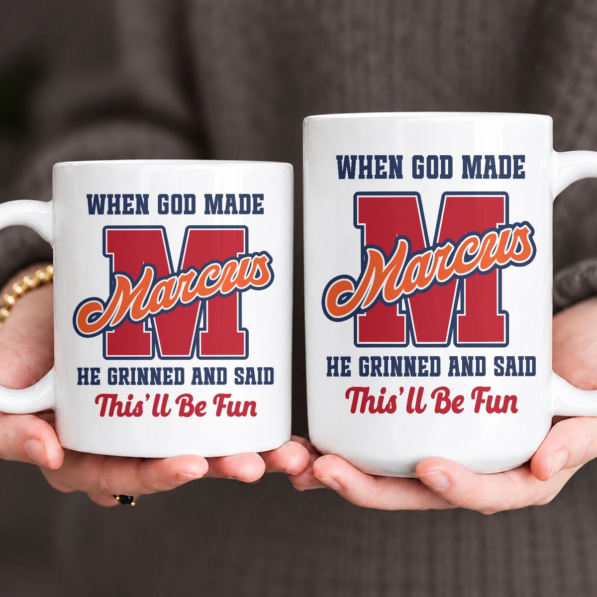 When God Made Your Name Personalized Baseball Mug MARCUS 13K1 MG07