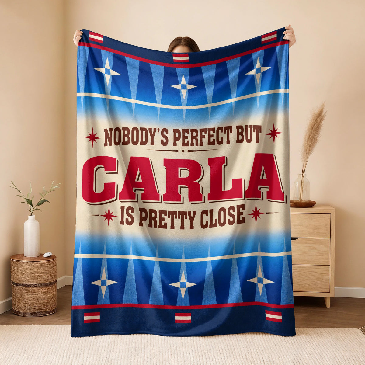 Nobody's Perfect But Your Name Is Close Native American Fleece Blanket CARLA 13K1 BK57