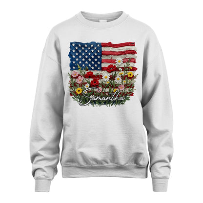 SAMANTHA 13K1-549 Personalize Name - Design American flag and flowers