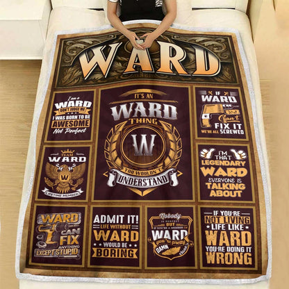 WARD Personalized Blanket | Custom Name Cozy Throw Gift 13K1-BK4