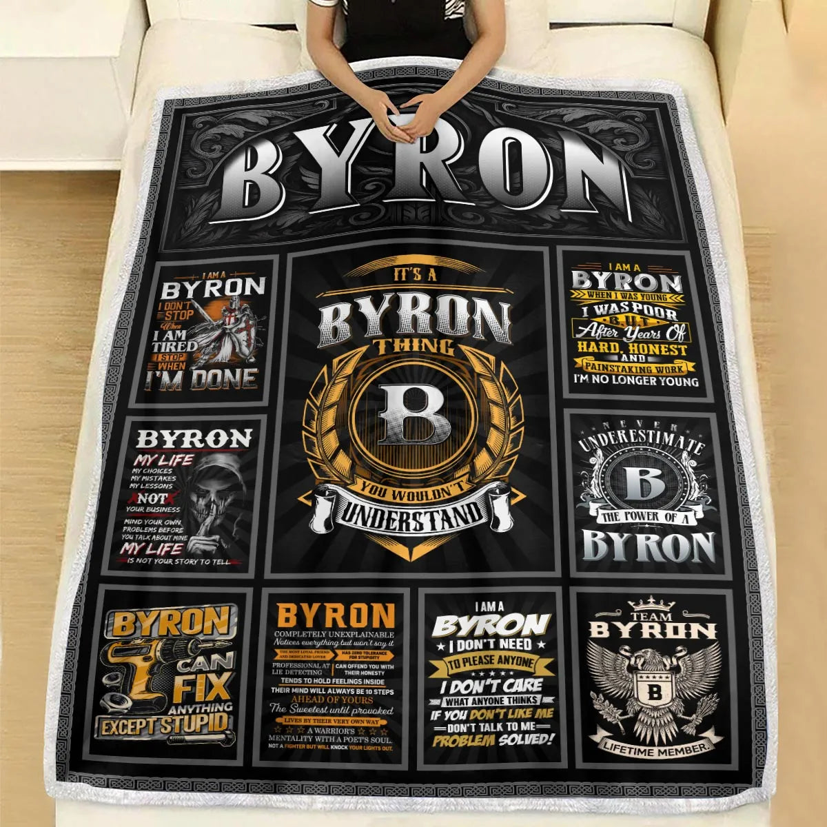BYRON Personalized Blanket | Custom Name Cozy Throw Gift 13K3-BK2