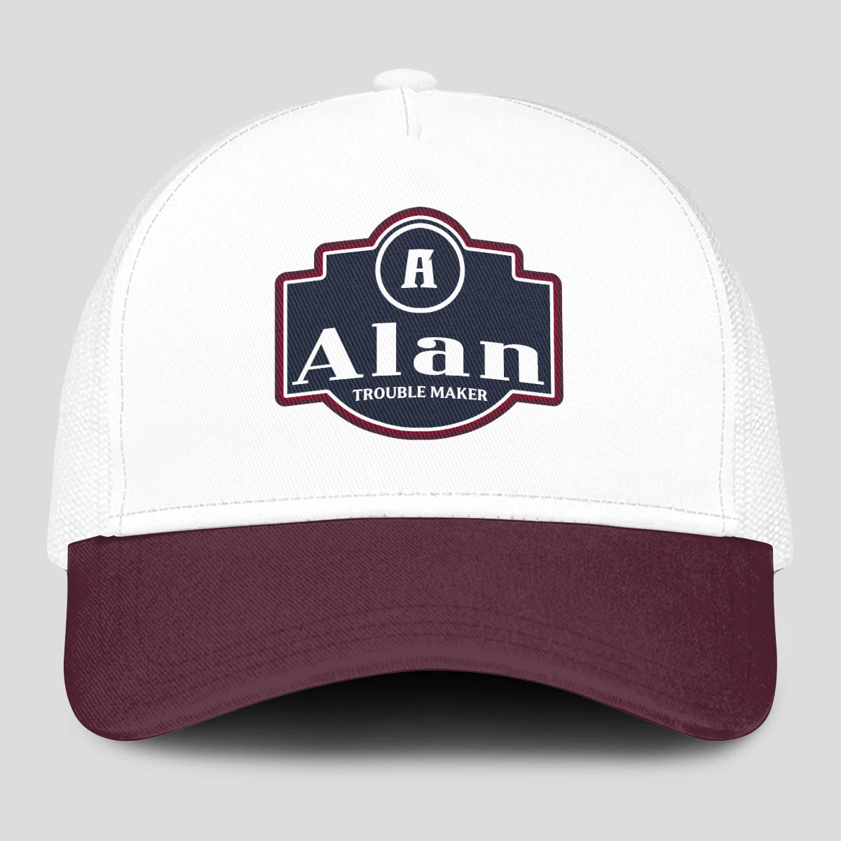 Trouble Maker Burgundy And White Funny Mesh Cap ALAN 13K1 C201PF