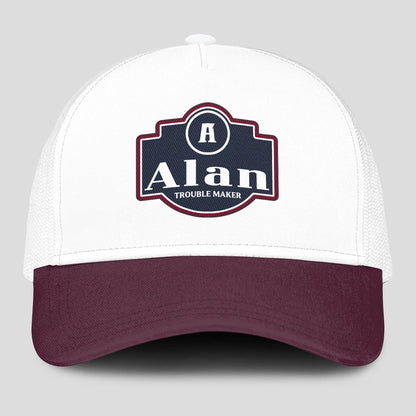 Trouble Maker Burgundy And White Funny Mesh Cap ALAN 13K1 C201PF