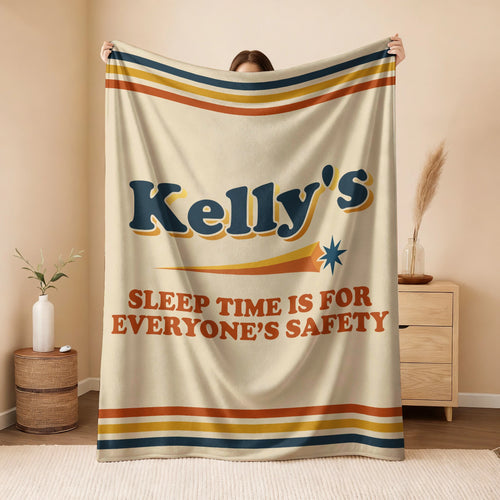 Your Name's Sleep Time Funny Retro Fleece Blanket KELLY 13K1 BK67