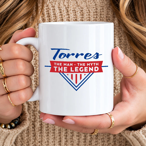 The Man The Myth The Legend Red And Blue Logo Mug TORRES 13K1 MG34