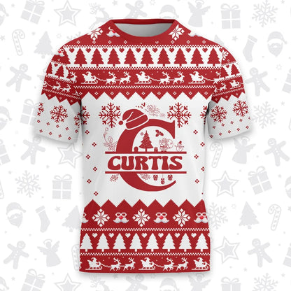 CURTIS Personalized Christmas T-Shirt Pajama Set - Holiday Gift Outfit 13K1-CR2