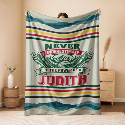 Never Underestimate Your Name Vintage Mountain Fleece Blanket JUDITH 13K1 BK44
