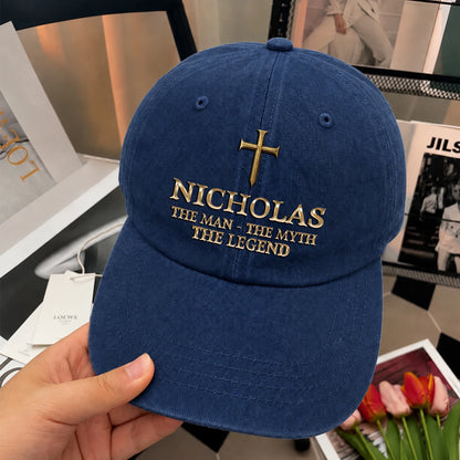 The Man The Myth The Legend Golden Cross Washed Cap NICHOLAS 13K1 C217PF