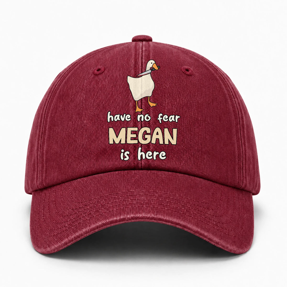 Have No Fear Your Name Is Here Funny Goose Burgundy Washed Cap MEGAN 13K1 C127PF