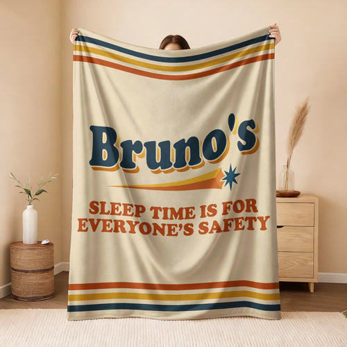 Your Name's Sleep Time Funny Retro Fleece Blanket BRUNO 13K1 BK67