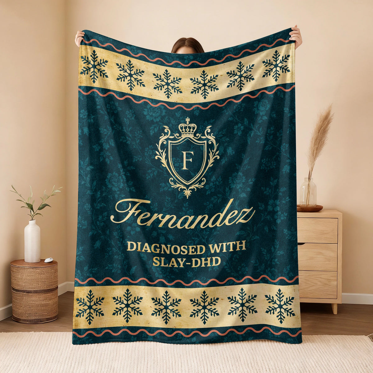 Diagnosed With Slay-DHD Vintage Sage Green Fleece Blanket FERNANDEZ 13K1 BK38