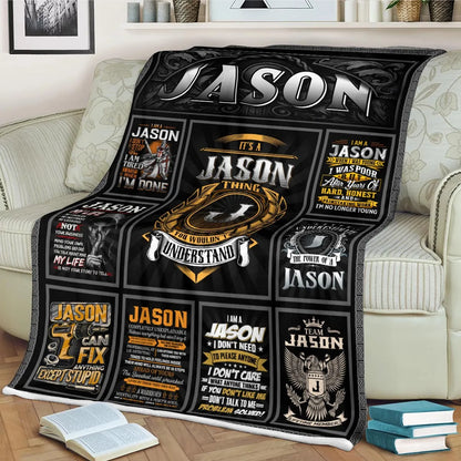 JASON Personalized Blanket | Custom Name Cozy Throw Gift 13K1-BK2