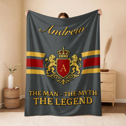 The Man The Myth The Legend Blue & Gold Fleece Blanket ANDREW 13K1 BK07