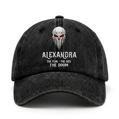 Your Name The Fear The Fate The Doom Skull Washed Cap ALEXANDRA 13K1 C98PF