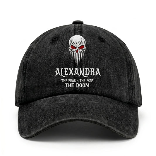 Your Name The Fear The Fate The Doom Skull Washed Cap ALEXANDRA 13K1 C98PF