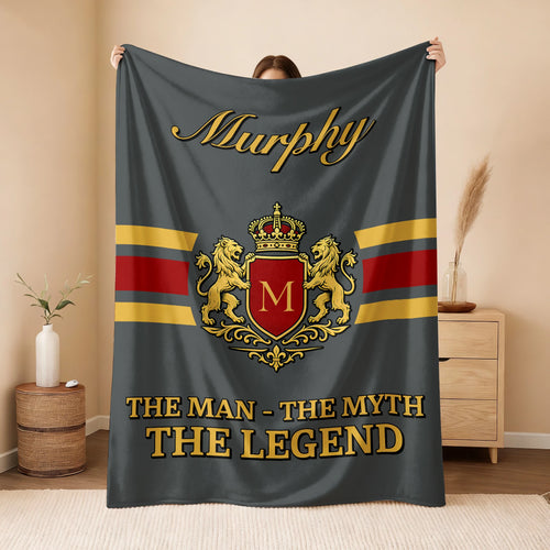 The Man The Myth The Legend Blue & Gold Fleece Blanket MURPHY 13K1 BK07