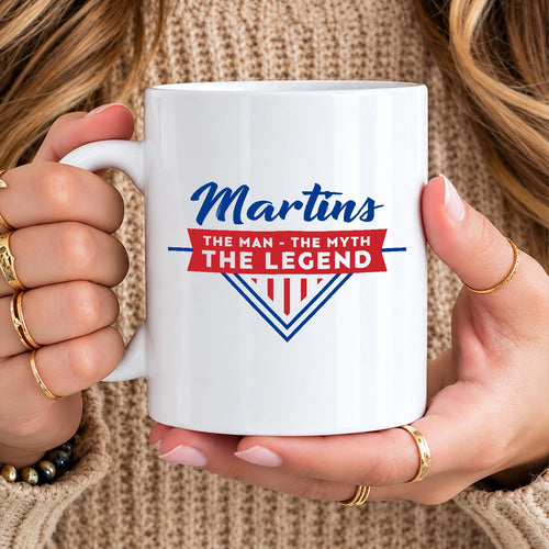 The Man The Myth The Legend Red And Blue Logo Mug MARTINS 13K1 MG34