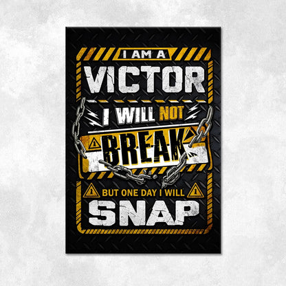 VICTOR Motivational Rug – Black & Yellow Quote Carpet for Living Room 13K1-AR1