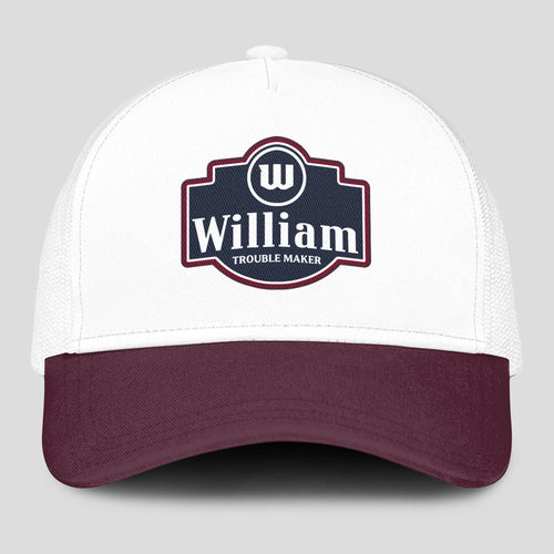 Trouble Maker Burgundy And White Funny Mesh Cap WILLIAM 13K1 C201PF