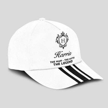 The Man The Myth The Legend Navy And White Striped Cap HARRIS 13K1 C144PF