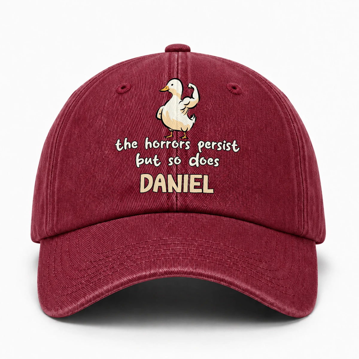 The Horrors Persist But So Does Your Name Funny Goose Burgundy Washed Cap DANIEL 13K1 C126PF
