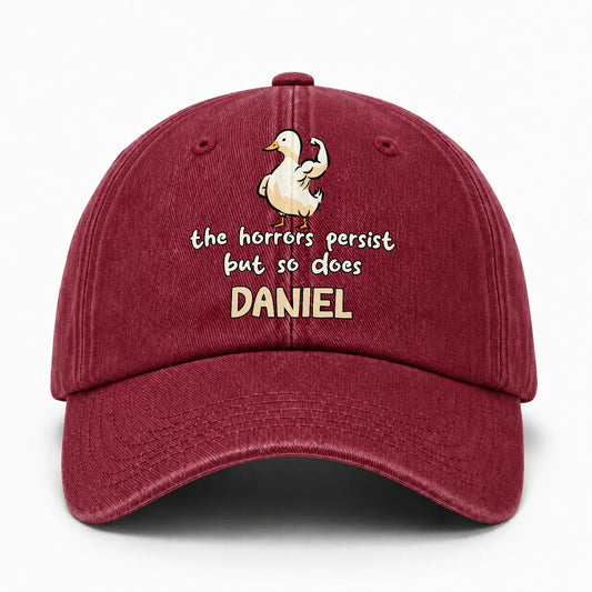 The Horrors Persist But So Does Your Name Funny Goose Burgundy Washed Cap DANIEL 13K1 C126PF