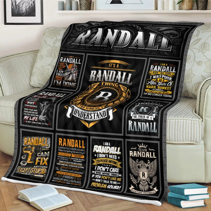 RANDALL Personalized Blanket | Custom Name Cozy Throw Gift 13K2-BK2
