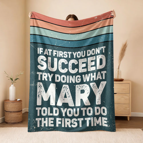 If At First You Don’t Succeed Retro Green Fleece Blanket MARY 13K1 BK29