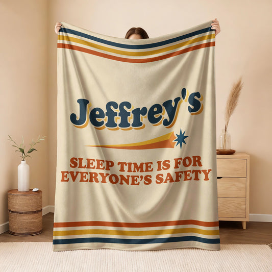 Your Name's Sleep Time Funny Retro Fleece Blanket JEFFREY 13K1 BK67