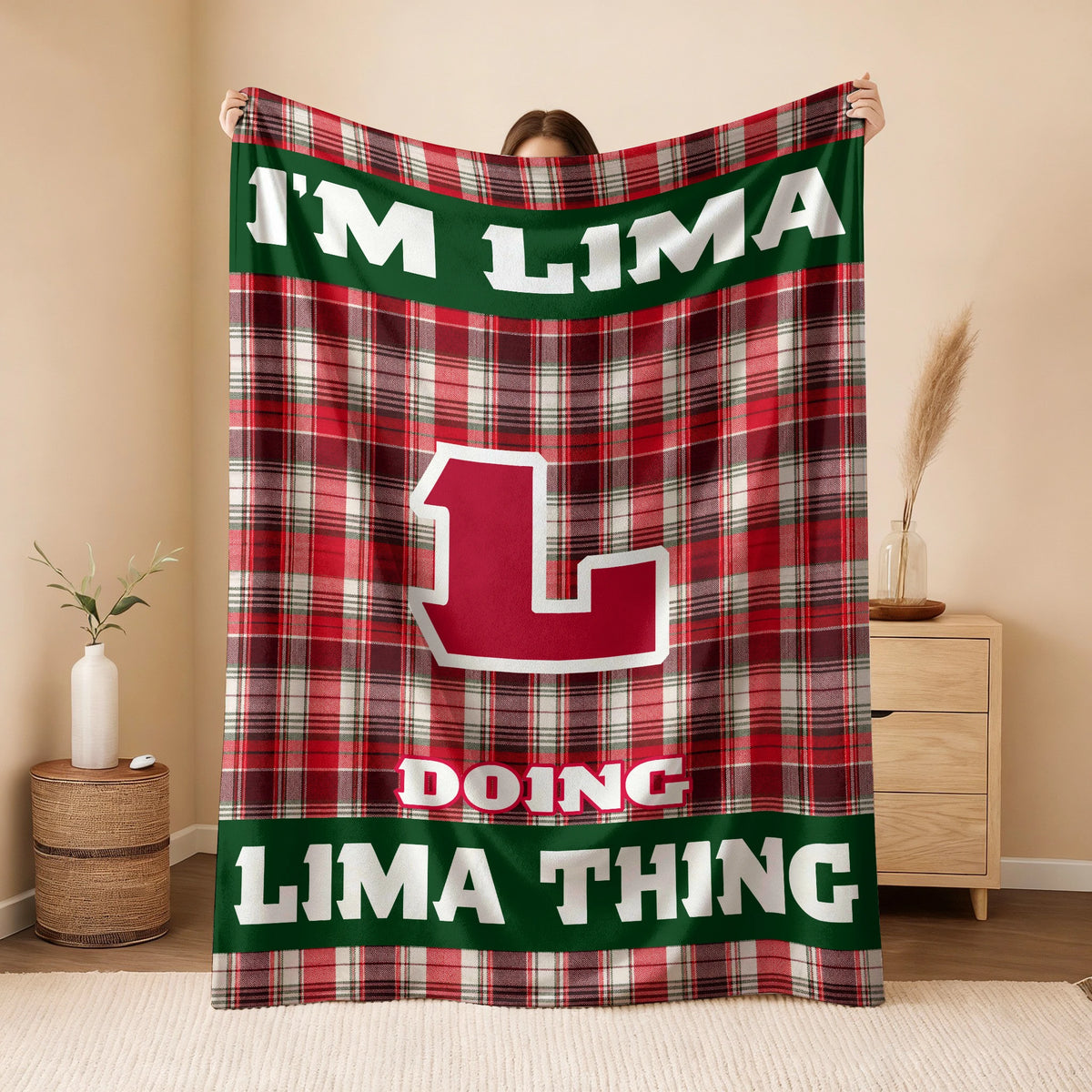 I'm Name Doing Name Things Red Plaid Fleece Blanket LIMA 13K1 BK49