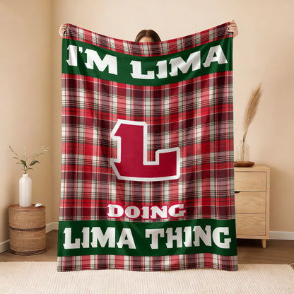 I'm Name Doing Name Things Red Plaid Fleece Blanket LIMA 13K1 BK49