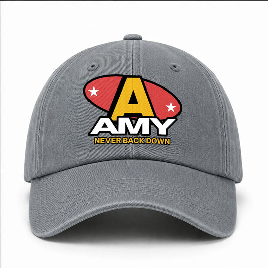 Never Back Down With Your Name And Initial Letter Washed Cap AMY 13K1 C82PF