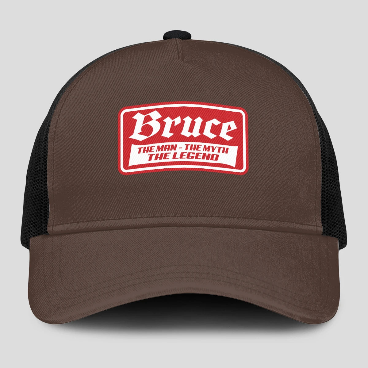 The Man The Myth The Legend Red Logo Brown Mesh Cap BRUCE 13K1 C203PF