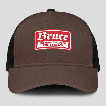 The Man The Myth The Legend Red Logo Brown Mesh Cap BRUCE 13K1 C203PF