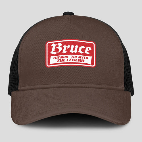 The Man The Myth The Legend Red Logo Brown Mesh Cap BRUCE 13K1 C203PF